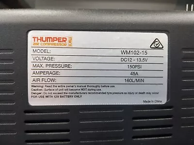 Thumper Air Compressor MKll Model WM102-15 With Bag Hose And Fittings • $40