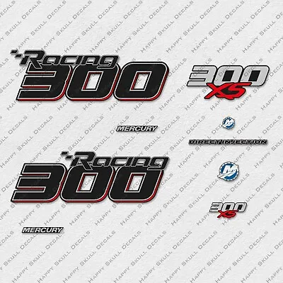 Mercury Racing 300XS Optimax DFI 2016-2017 Outboard Engine Flat Decals Set Red • $64.79