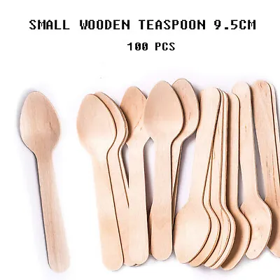 $15.50 • Buy Wooden Cutlery Disposable Small Teaspoons Taster Spoons Bamboo Wood Party Bulk 