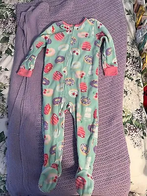 Carter's Toddler Fleece Footed Pajamas Mint Green With Donuts Size 2T • $6