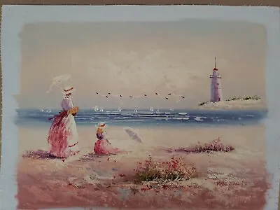 Marie Charlot Original Oil On Canvas  Watching The Sails • $217.10