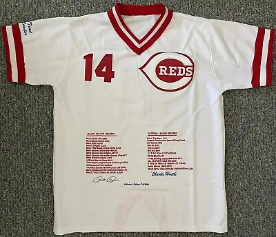 Pete Rose Cincinnati Reds #14 Stat Jersey /500 Stained Unsigned White Pullover • $24.99