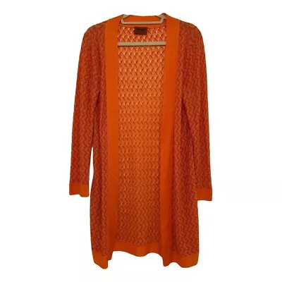 NWOT Missoni Womens Orange Open Knit Printed Wool Cardigan Sweater Size XL IT46 • $239.99