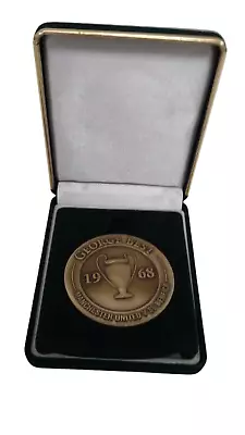 Vintage George Best Manchester United V SL Benfica 1968 Bronze Medallion Cased • £10.50