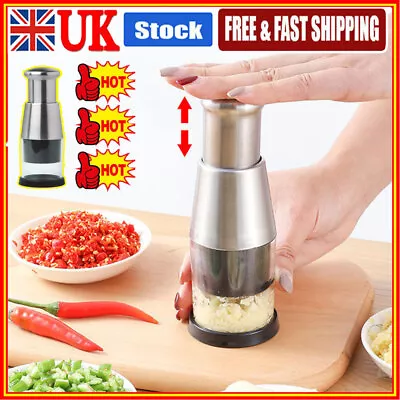 Manual Hand Press Garlic Onion Vegetable Food Chopper Cutter Processor Dicer KL • £3.96