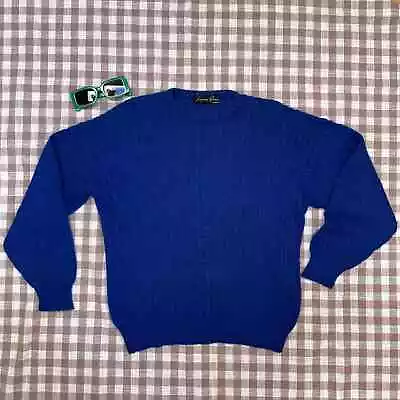 Vintage 1980s/ 1990s Cobalt Blue Tricot Mohair Sweater • $27