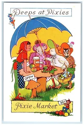 Pixie Market Peeps At Pixies Flowers Mirror Anthropomorphic Animals Postcard • $19.95