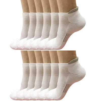 Lot 1-12 Mens Low Cut Ankle Cotton Athletic Cushion Sport Running Socks White • $13.99