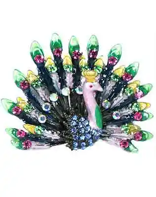 $9.99 • Buy Blue Sparkling Crystals Beauty Peacock Pin Brooch