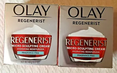 $72.83 • Buy Olay Regenerist Micro-Sculpting Cream Hydrating Moisturizer Fragrance Free QTY 2