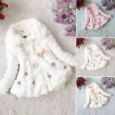 £19.41 • Buy Baby Toddler Girls Fluffy Bubble Fleece Coat Winter Warm Faux Fur Plush Jacket .