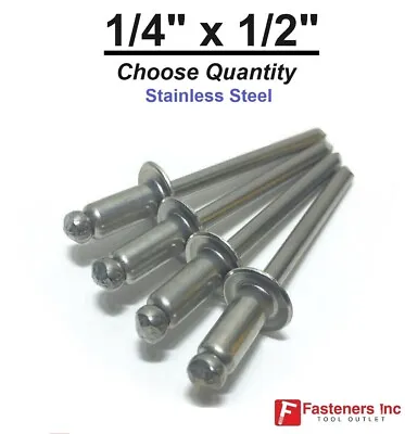 POP Rivets ALL Stainless Steel 8-8 1/4  X 1/2  Grip Range (Choose Quantity) • $24.99