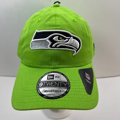 Seattle Seahawks Hat New Era Neon Green 9TWENTY Adjustable Hat Football Classic • $19.99