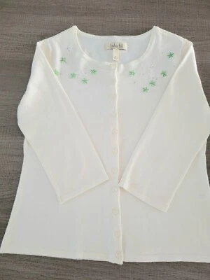 $18 • Buy Linden Hill Ivory 3/4 Sleeve Embellished Sweater New Free Shipping 