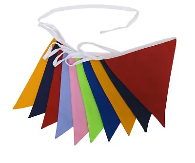 3m Fabric Bunting Double Sided Weddings Christenings Parties Birthdays 10 Flags • £6.99