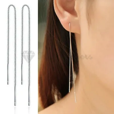 Hypoallergenic 925 Sterling Silver Long Tassel Drop Dangle Chain Earrings 14CM • £3.99