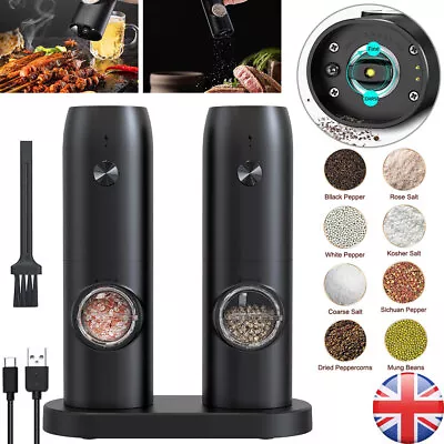 Professional Electric Salt And Pepper Mill Grinder Set Adjustable Coarseness UK • £19.94