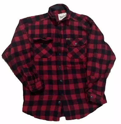 Vintage Woolwich Buffalo Plaid Shirt Black And Red (defects) Mens Est Size L • £19.99