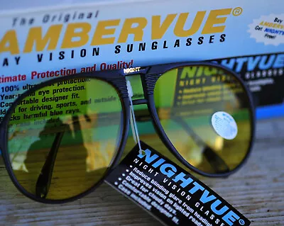 Vintage AmberVue Aviator Sunglasses As Seen On TV NightVue NOS • $12.95