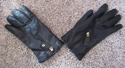 Womens Leather Black Gloves Zipper Size XL GUC • $9