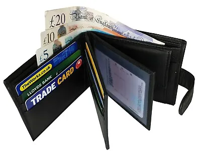 Mens Wallets Leather 9 RFID Credit Cards Slots Coins IN BOX BOXED MANS PRESENTS • £11.97