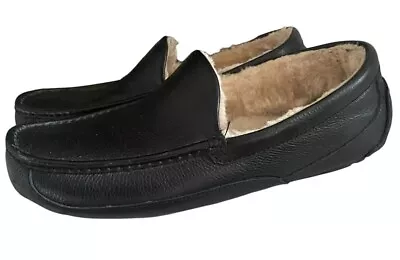 Mens UGGS Blavk Leather Ascot Slipper 13 • $45