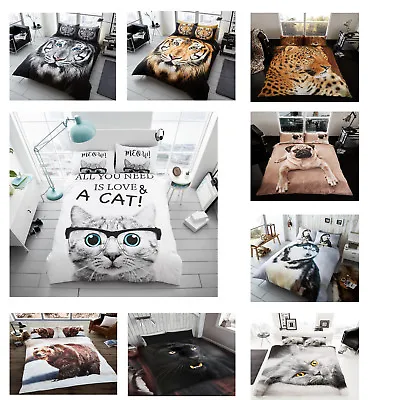 £18.49 • Buy Luxury Duvet Cover Set 3D Effect  Animal Cat Print Bedding Cover Pillow Cases 