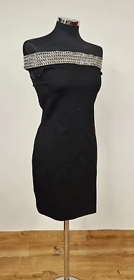 Quiz Bardot Dress Size 14 Off Shoulder Beaded BNWT Bodycon Short Stretch • £21.95