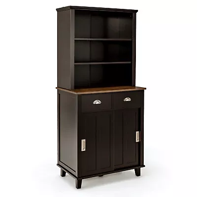 Freestanding Buffet Hutch Kitchen Pantry Storage Cabinet W/ Sliding Doors • $199.99