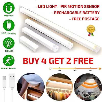 £2.99 • Buy Wireless PIR Motion Sensor LED Light USB Rechargeable Strip Cabinet Closet Lamp