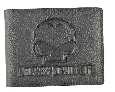 Harley-Davidson® Men's Willie G Skull Leather Bi-fold Wallet XML4763-BLACK • $28.79