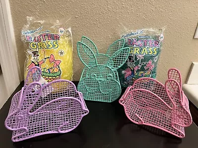 $15.99 • Buy Easter Bunny Shaped Coated Wire Egg Basket Tabletop Spring Home Decor Lot 🐰