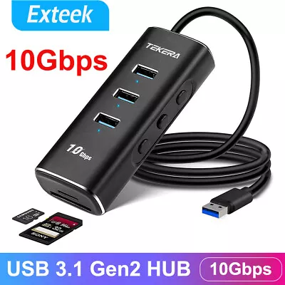 USB 3.1 Gen2 Hub With 3 USB 3.2 10Gbps Data Ports SD/TF Card Reader Switches • $40.80