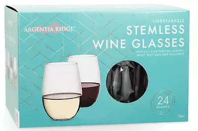 Argentia Ridge Glasses Wine Whiskey Champagne Red Unbreakable Stemless 24x 475ml • $49.40