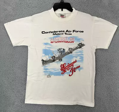 VTG Onieta Shirt Mens Medium White Power-T B-17 Military Bomber Airplane Art Tee • $28.50