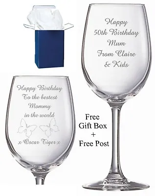 Personalised Engraved Crystal Wine Glass Birthday Gifts 18th 21st 30th 40th 50th • £9.95