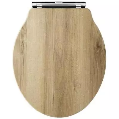 Hudson Reed Chancery Soft Close Toilet Seat Natural Walnut Chrome Hinges • £87.95