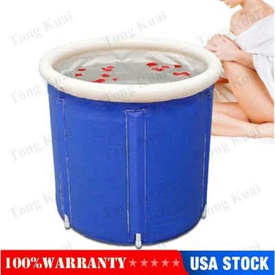 $38.50 • Buy Portable Blue Bathtub Folding Bath Tub Adult Spa Soaking Water Barrel Bucket Kit