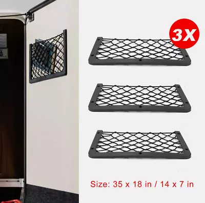 3x Large Elastic Storage Net Magazine Holder Rack Camper Van Car Seat Organiser • £9.19