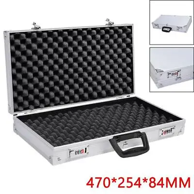 Aluminium  Boxs Secured Pistol Gun Cases Storage Lockable Flight Case Foam Tool • £20.09