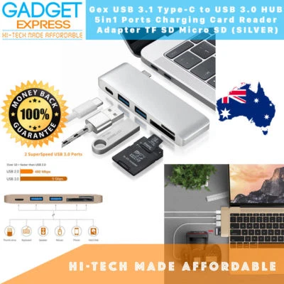 $16.95 • Buy USB C Hub Type-C Adaptor Charging Data Sync Card Reader For MacBook Pro + Cable