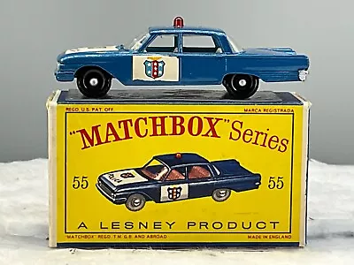 Matchbox No.55B Ford Fairlane Police Car 1963 MintGenuine In Original Box N.O.S • $168