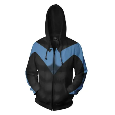 Anime Nightwing Cosplay Hoodie Jumper 3D Printing Hooded Sweatshirt Thin Coat • $35.52