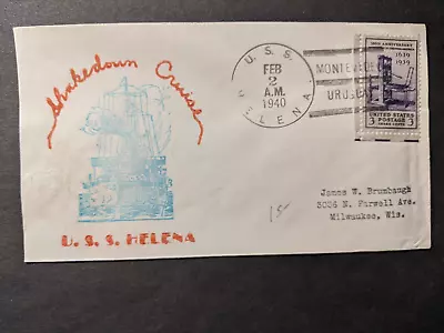 USS HELENA CL-50 Naval Cover 1940 SHAKEDOWN CRUISE Cachet MONTEVIDEO URUGUAY • $19.99