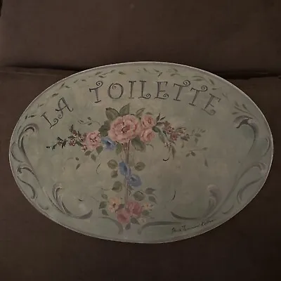 JANE KELTNER DESIGNS Shabby Rose Cottage La Toilette Sign Plaque • $24.99