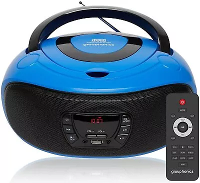 CD Player Portable Boombox FM Radio CD MP3  Remote Control & USB GTCDR-501 Blue • £43.95