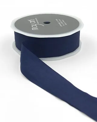 May Arts 25mm Solid Wrinkled Faux Silk Ribbon Navy 2 Metres • £3.15