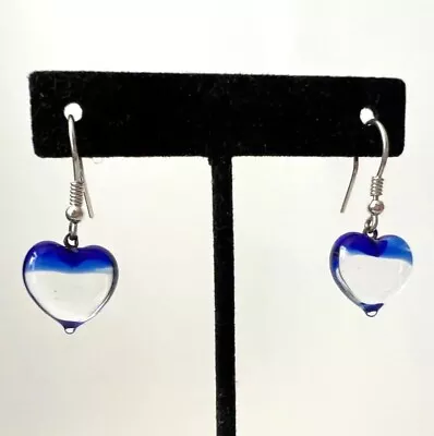 Murano Glass Handcrafted Unique Jewelry Heart Earrings 925 Sterling Silver • $24.90