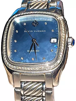 David Yurman Thoroughbred Diamond MoP Blue Auto Mens Watch - T301 Full Set 36mm • $2400