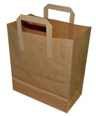 20 Stronghold Kraft Paper Take Away/Gift Carrier Bags  10 X 15.5 X 12  Free P&P • £11